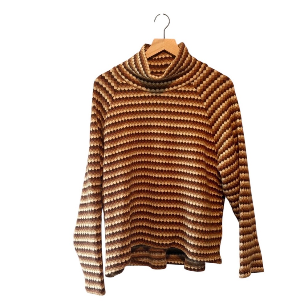 OGL Womens‎ Brown Geometric Diamond Turtleneck Sweater Size Large NWT
